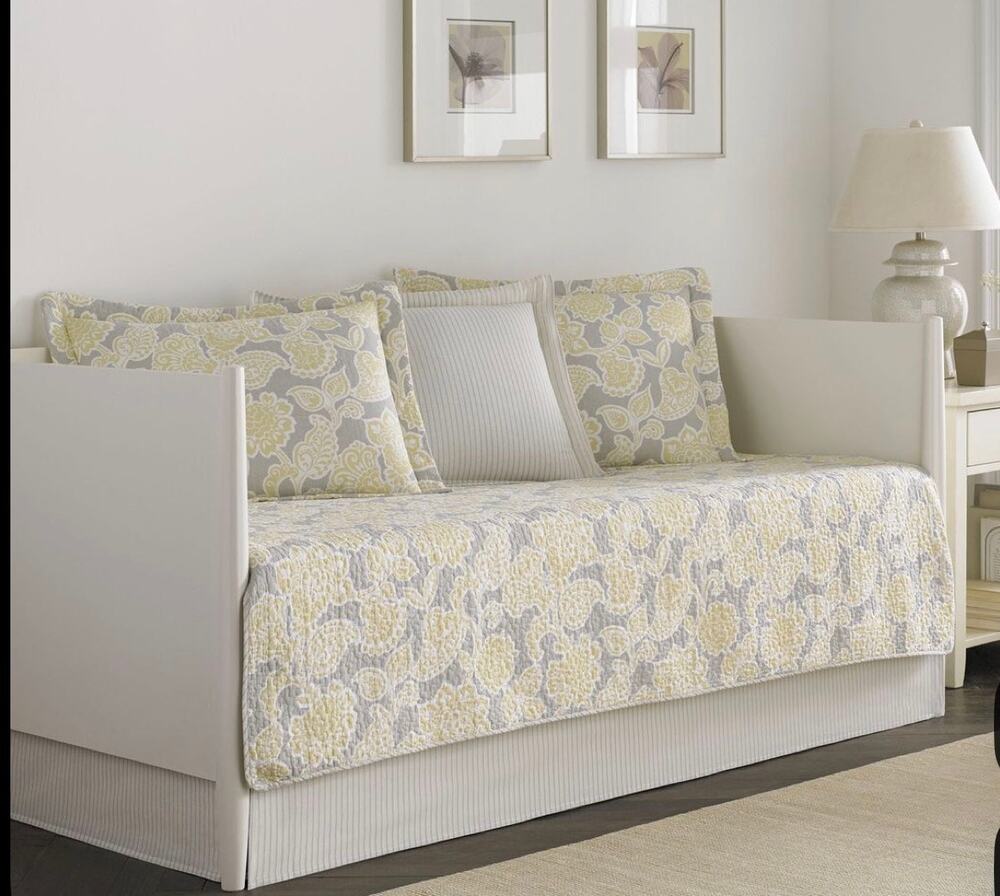 New Laura Ashley joy girl complete daybed set gray & yellow